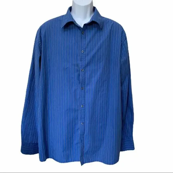 Merona Shirts Merona Mens Blue Striped Long Sleeve Button Down
